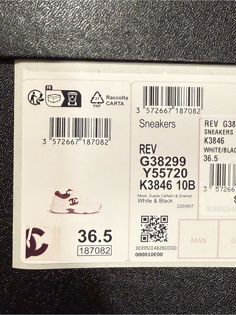 CHANEL Black and White CC Logo Trainer Sneakers - Picture 8 of 8